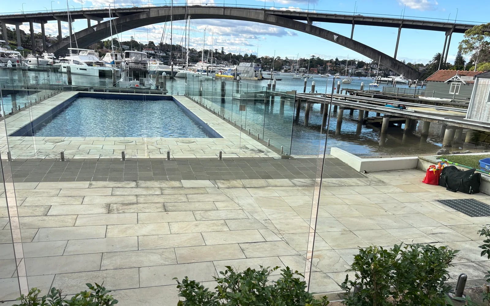 Clear glass overlooking a Sydney marina after OMAKASE window cleaning